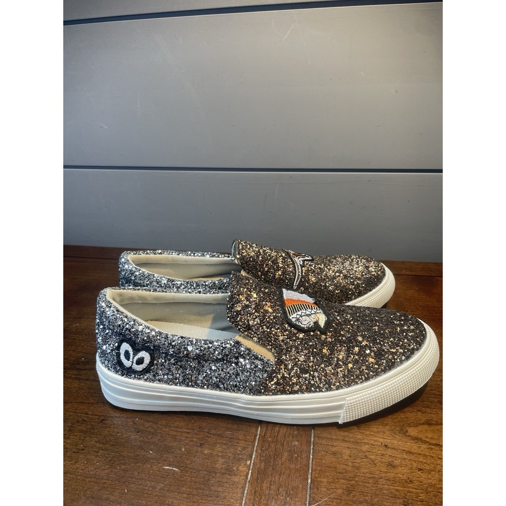 Vintage Havana Shoes Women 7 BRONZE BERTIE Glitter Sneaker Slip On Patches NWOB! - Picture 3 of 12